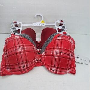 French Affair Women's 3 Pack Bra Red, Gray, And Marroon. Size 38D. NWT